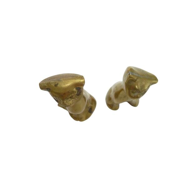 Vintage Small Brass Long Neck Cat Figurine Two Little Cats Cottage Decor - Picture 4 of 4